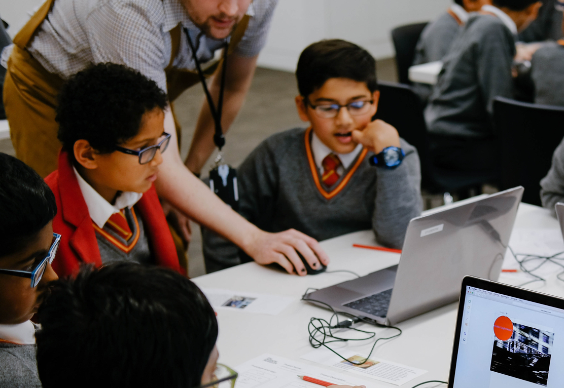 Students using Marvel on desktop