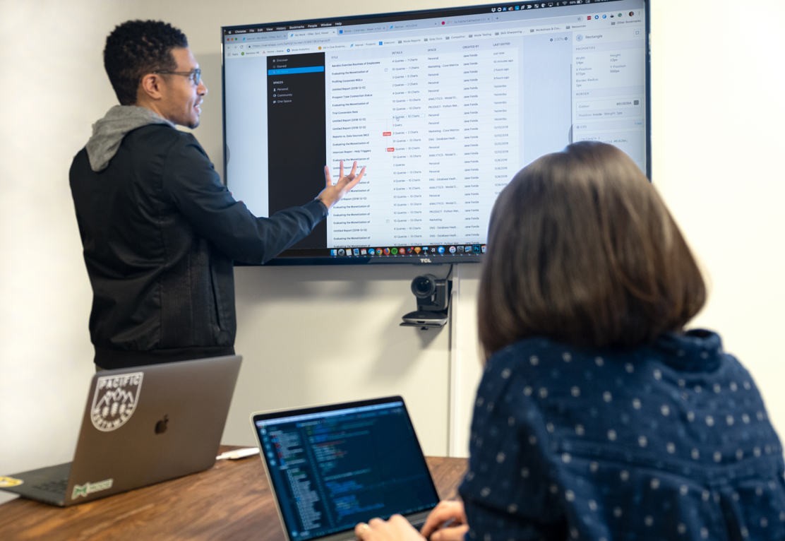 Mode employees working with analytics